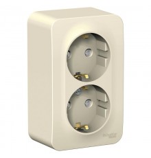 Blanca Молочный О/У с изолирующей пластиной Розетка 2-ая с заземлением со шторками 16А, 250В  BLNRA011212  SE