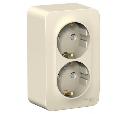 Blanca Молочный О/У с изолирующей пластиной Розетка 2-ая с заземлением со шторками 16А, 250В  BLNRA011212  SE