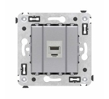 Компьютерная розетка RJ-45 без шторки в стену, кат.6А одинарная экранированная, "Avanti", "Закаленная сталь"  4404773  DKC