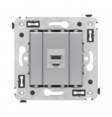 Компьютерная розетка RJ-45 без шторки в стену, кат.6А одинарная экранированная, "Avanti", "Закаленная сталь"  4404773  DKC