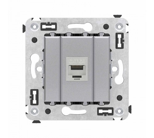 Компьютерная розетка RJ-45 без шторки в стену, кат.6А одинарная экранированная, "Avanti", "Закаленная сталь"  4404773  DKC