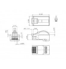 PLEZ-8P8C-UA-C6-100 Разъем легкой оконцовки RJ-45 (8P8C) под витую пару, язычок Arch, категория 6, универсальный  (100 шт.)  445731  Hyperline