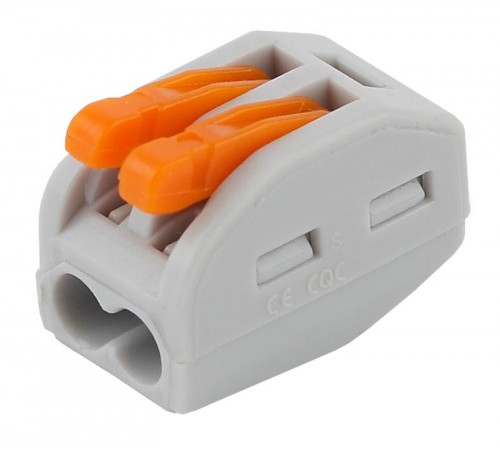 Клемма ЭРА серия 412 с рычагом 2 отверстия 0.08-2.5мм2 упаковка 20 шт   Б0057072  ЭРА