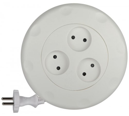 Удлинитель UR-3-3m-W   (белый) рулетка, без заземл, 2x0.75мм2, 3гн, 3м (10/600) Б0019038  ЭРА