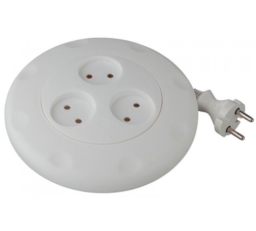 Удлинитель UR-3-3m-W   (белый) рулетка, без заземл, 2x0.75мм2, 3гн, 3м (10/600) Б0019038  ЭРА