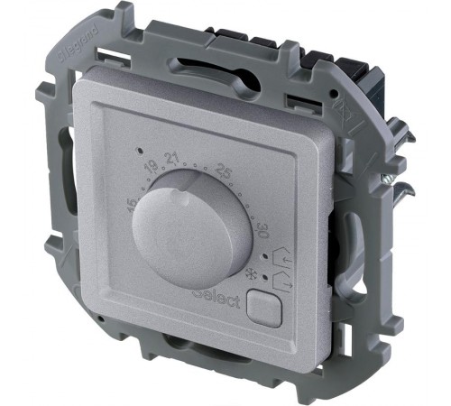 Inspiria Алюминий Термостат для тёплых полов с внешним датчиком без рамки  673812  Legrand