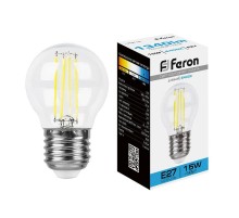 Лампа светодиодная, (15W) 230V E27 6400K прозрачная, LB-515  38254  FERON