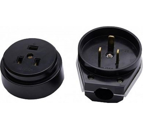 PPG32-51-20 Вилка с розеткой разборные открытой установки для плит с/з, 250В, 32А, черный  39017  STEKKER