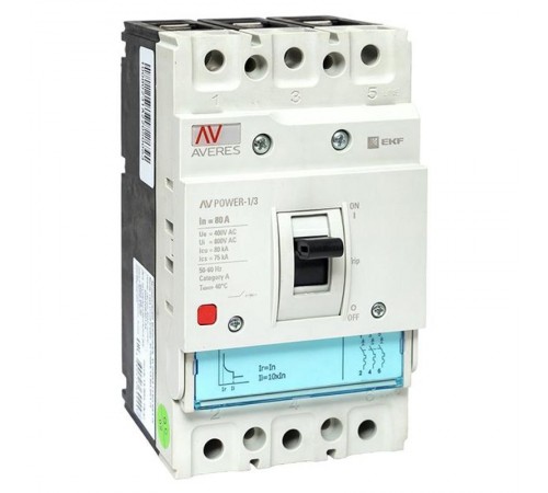 Выключатель автоматический AV POWER-1/3  80А 80kA TR AVERES  mccb-13-80H-TR-av  EKF