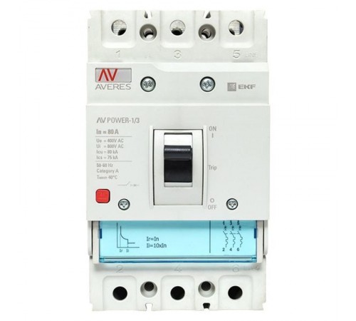 Выключатель автоматический AV POWER-1/3  80А 80kA TR AVERES  mccb-13-80H-TR-av  EKF