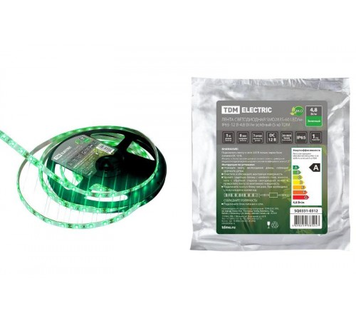 Лента светодиодная SMD2835-60 LED/м-IP65-12 В-4,8 Вт/м-зелёный (5 м)  SQ0331-0312  TDM