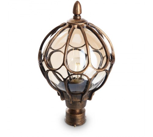 Светильник садово-парковый PL3803 круглый на столб 60W 230V E27, черное золото  11360  Feron