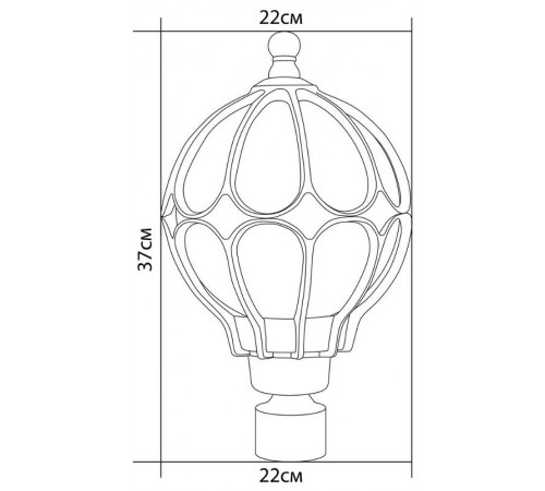 Светильник садово-парковый PL3803 круглый на столб 60W 230V E27, черное золото  11360  Feron