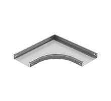 Угол плоский плавный универсальный 90 град. к лотку 600х65, толщ. 1,0 мм, гор. цинк  УПТРП90-600х65-1,0-R100-ГЦ  Ostec