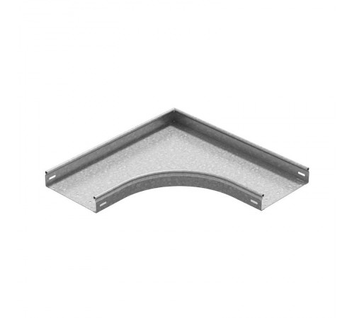 Угол плоский плавный универсальный 90 град. к лотку 500х65, толщ. 1,0 мм, Сендзимир цинк  УПТРП90-500х65-1,0-R100-СЦ  Ostec