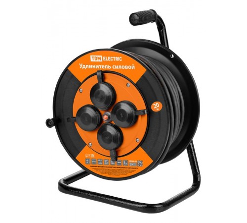 Удлинитель силовой УКз16-004 (IP44 4 места/20м КГ 3х1,5 пласт. катушка)  SQ1301-0564  TDM