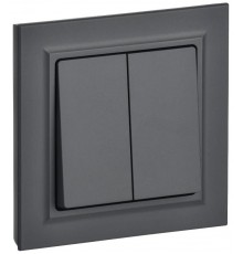 BRITE Выключатель 2-клавишный 10А в сборе ВСР10-2-0-БрГ графит  BR-V20-0-10-K53-F  IEK