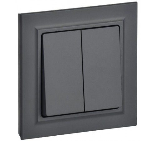 BRITE Выключатель 2-клавишный 10А в сборе ВСР10-2-0-БрГ графит  BR-V20-0-10-K53-F  IEK