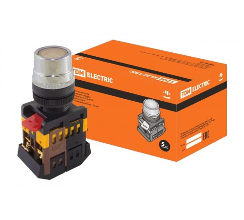 Кнопка ABLF-22 прозрачн. d22мм неон/230В 1з+1р   SQ0704-0029  TDM