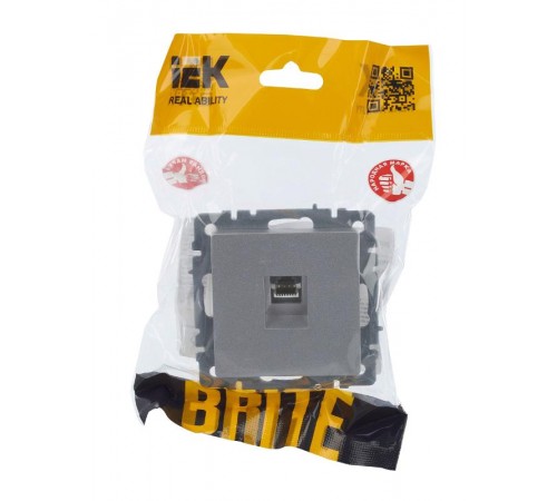 BRITE Розетка компьютерная RJ45 кат.5E РК10-БрА алюминий  BR-K10-1-K47  IEK