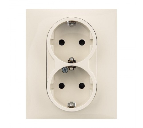 SUNO Силовая розетка двойная 2х2К+З 16А 250В. С защитными шторками. Безвинтовые зажимы Цвет "Слоновая кость"  721226  Legrand