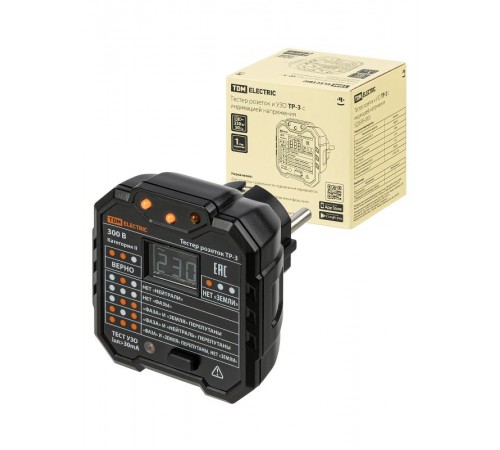 Тестер розеток и УЗО ТР-3 с индикацией напряжения  SQ0595-0003  TDM