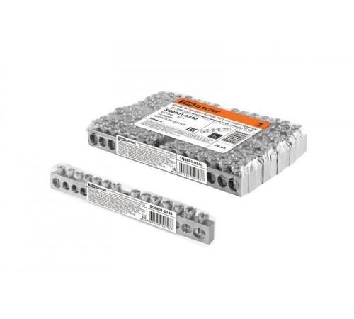 Шина "N" нулевая 6х9мм 14/1 (14 групп/крепеж по центру) никелированная инд. стикер  SQ0801-0340  TDM