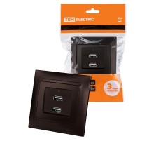 Розетка 2USB порт 2,1А 5В шоколад "Лама"  SQ1815-0541  TDM