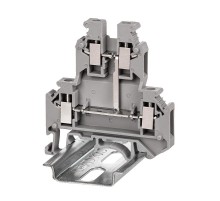 Клемма двухуровневая, винтовой зажим, 4 точки подключения, 4 кв.мм, серая  KRUK-5-PV  DKC