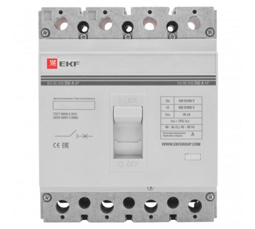 Выключатель автоматический ВА-99 250/250А 4P 35кА EKF  mccb99-250-250-4P  EKF
