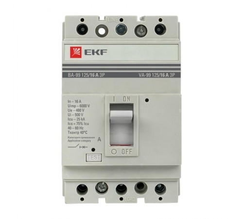 Выключатель автоматический ВА-99 125/16А 3P 25кА EKF PROxima  mccb99-125-16  EKF