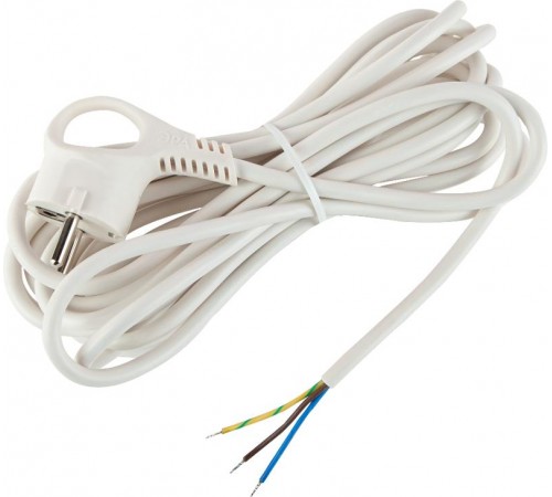 UX-3x0,75-5m -W Шнур питания с вилкой с/з ПВС 3x0,75 5м белый  Б0048694  ЭРА