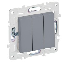 SKANDY Выключатель 3-клавишный 10А SK-V11Gr серый  SK-V30-0-10-K03  IEK