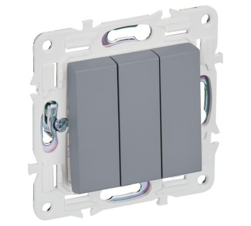 SKANDY Выключатель 3-клавишный 10А SK-V11Gr серый  SK-V30-0-10-K03  IEK