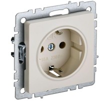 BRITE Розетка с заземлением со шторками 16А РС14-1-0-БрКр бежевый  BR-R14-16-K10  IEK