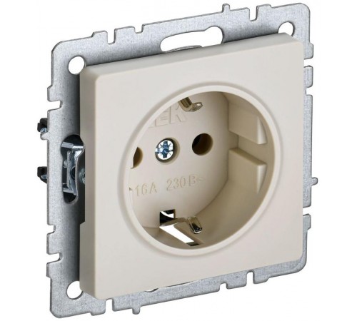 BRITE Розетка с заземлением без шторок 16А РС11-1-0-БрКр бежевый   BR-R11-16-K10  IEK