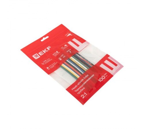 Набор ТУТ нг: 6 цветов по 5шт. Разного диаметра (1/0,5; 1,5/0,75; 2/1; 2,5/1,25; 3/1,5) 100мм. EKF PROxima  tut-n-2-r  EKF