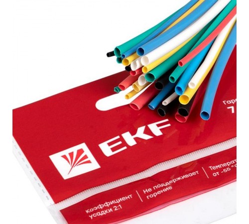 Набор ТУТ нг: 6 цветов по 5шт. Разного диаметра (1/0,5; 1,5/0,75; 2/1; 2,5/1,25; 3/1,5) 100мм. EKF PROxima  tut-n-2-r  EKF