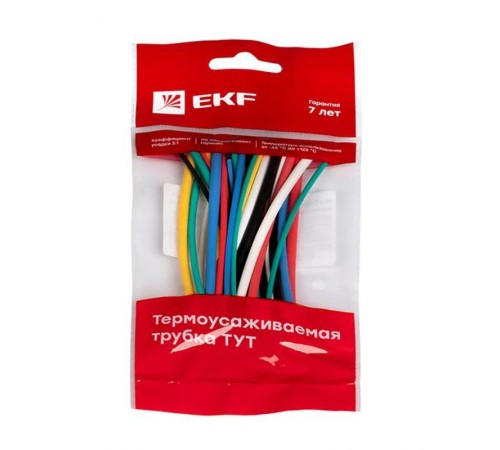 Набор ТУТ нг: 6 цветов по 5шт. Разного диаметра (1/0,5; 1,5/0,75; 2/1; 2,5/1,25; 3/1,5) 100мм. EKF PROxima  tut-n-2-r  EKF