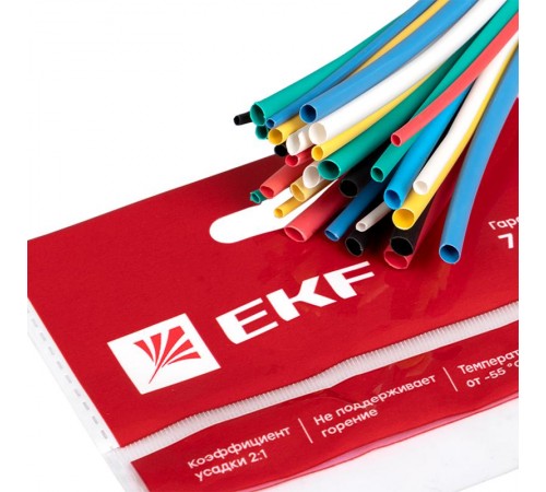 Набор ТУТ нг: 6 цветов по 5шт. Разного диаметра (1/0,5; 1,5/0,75; 2/1; 2,5/1,25; 3/1,5) 100мм. EKF PROxima  tut-n-2-r  EKF