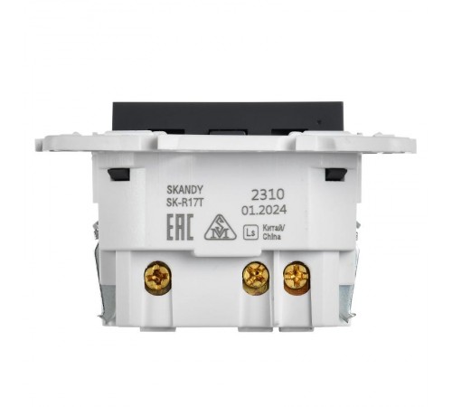 SKANDY Розетка с заземлением с защитными шторками 16А с USB C 18Вт SK-R17T титан   SK-R14-16-U14-018-K48  IEK