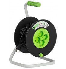 Удлинитель силовой ЭРА GREEN LINE KAT-2x1.5-20m Greenline на катушке пластик 4 розетки без заземления 20м ПВС 2x1.5мм2   Б0065106  ЭРА