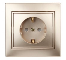 1-206-04 Intro Розетка 2P+E Schuko со шторками, 16А-250В, IP20, СУ, Plano, шампань  Б0030075  Intro