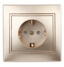 1-206-04 Intro Розетка 2P+E Schuko со шторками, 16А-250В, IP20, СУ, Plano, шампань  Б0030075  Intro