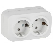 GLORY Розетка 2-местная с з/к/ш о/у 16А РСш22-3-ХБм белый матовый  ERH24-K01M-16  IEK