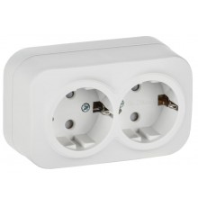 GLORY Розетка 2-местная с з/к/ш о/у 16А РСш22-3-ХБм белый матовый  ERH24-K01M-16  IEK