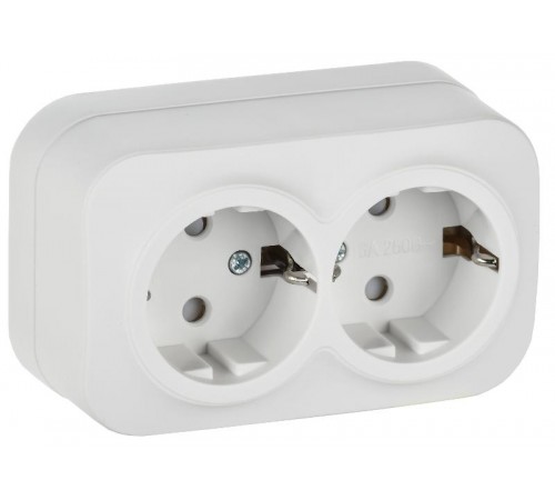 GLORY Розетка 2-местная с з/к/ш о/у 16А РСш22-3-ХБм белый матовый  ERH24-K01M-16  IEK