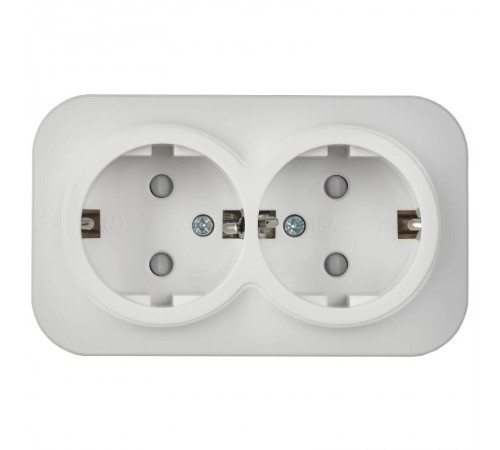 GLORY Розетка 2-местная с з/к/ш о/у 16А РСш22-3-ХБм белый матовый  ERH24-K01M-16  IEK