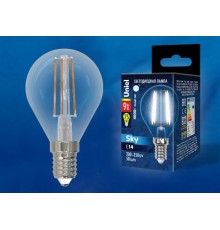 Лампа светодиодная LED-G45-9W/4000K/E14/CL PLS02WH LED. "шар", прозр.. 4000К Серия Sky.  UL-00005173  Uniel