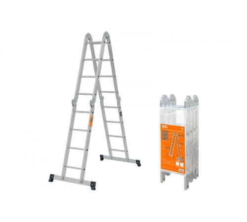 Лестница-трансформер алюминиевая ЛТА4х4, 4 секции по 4 ступени, h=433/209/117 см, 11,7 кг  SQ1028-0304  TDM
